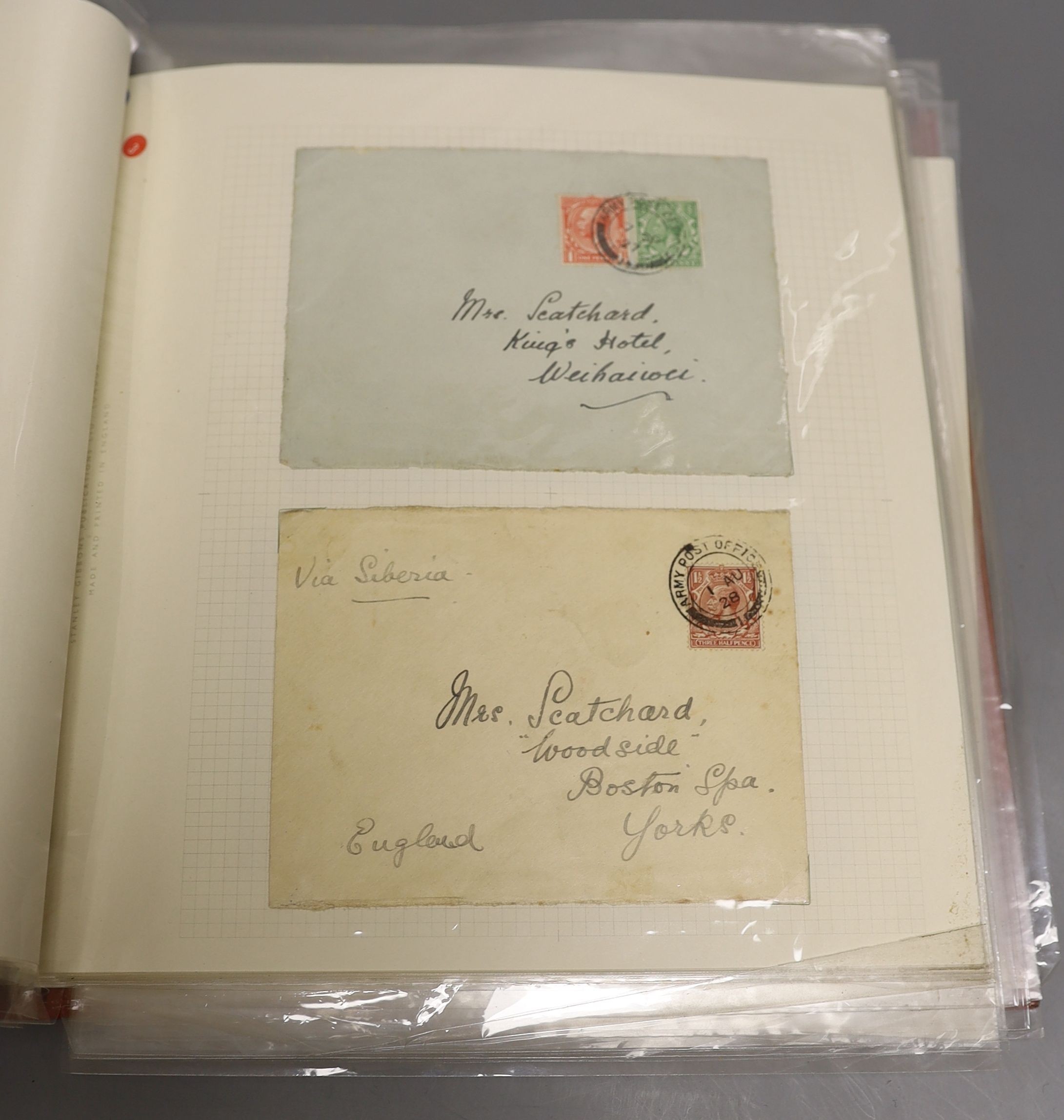 Shanghai Defence Force in album with stamps on piece and covers with APO 1 and FPO 1 1927-1939 (one album)